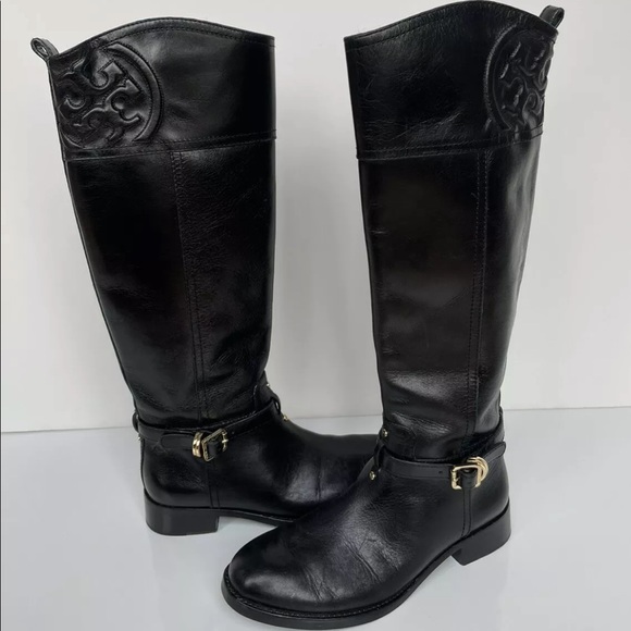 Tory Burch Leather 17.5 in Zip-up Boots Size 6M